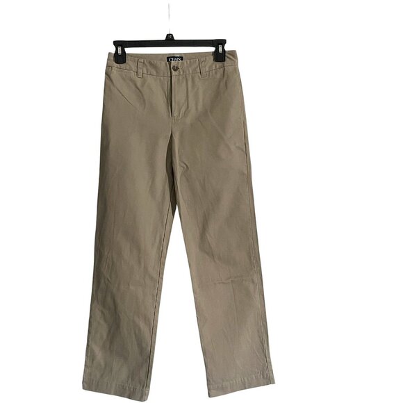 Chaps Boys Flat Front School Uniform Pants Size 12 – Khaki  Classic Fit - Picture 1 of 6
